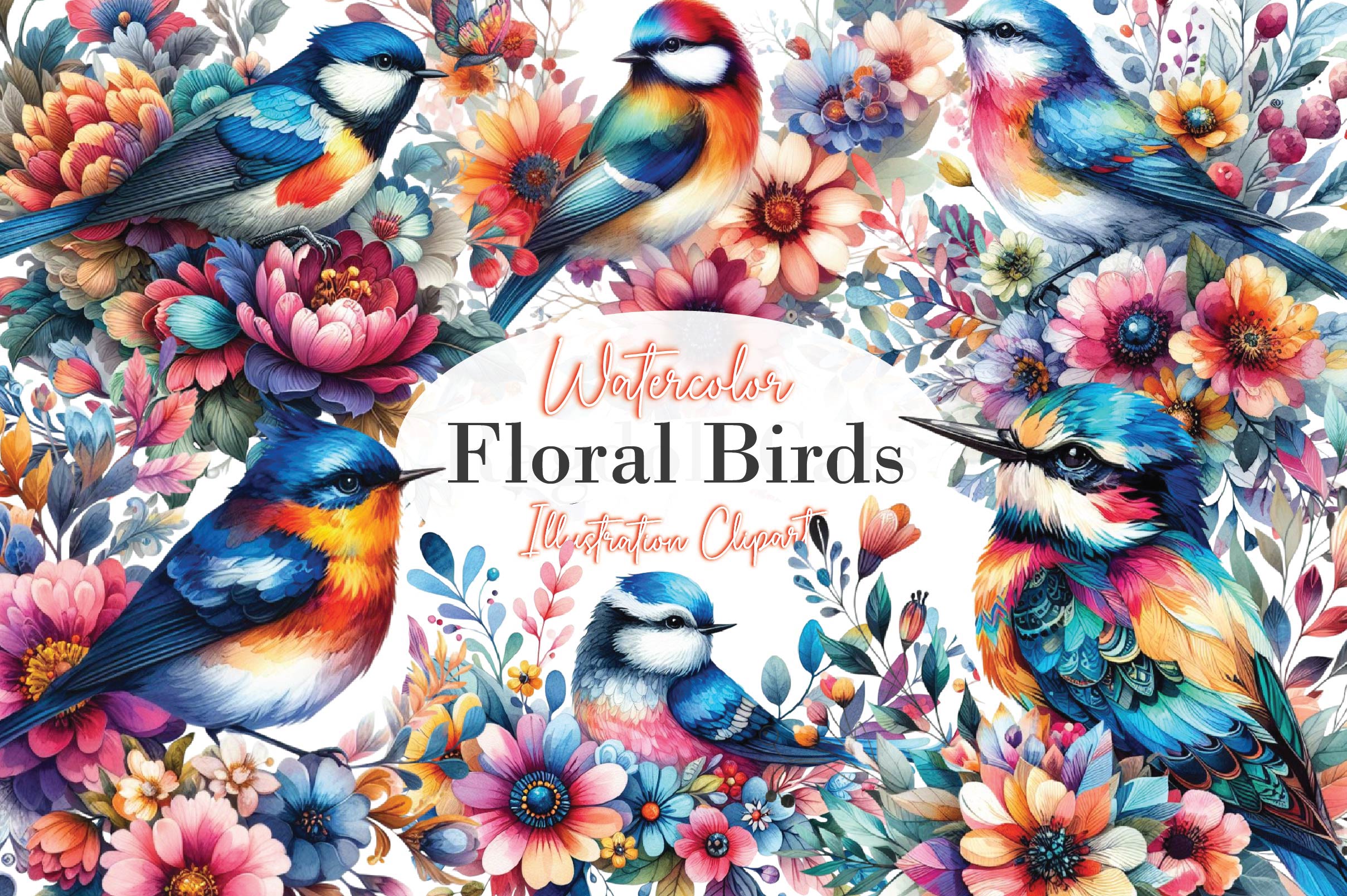 Floral Birds Clipart Bundle