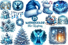 Blue Christmas Clipart Bundle - CraftNest - Digital Crafting and Art