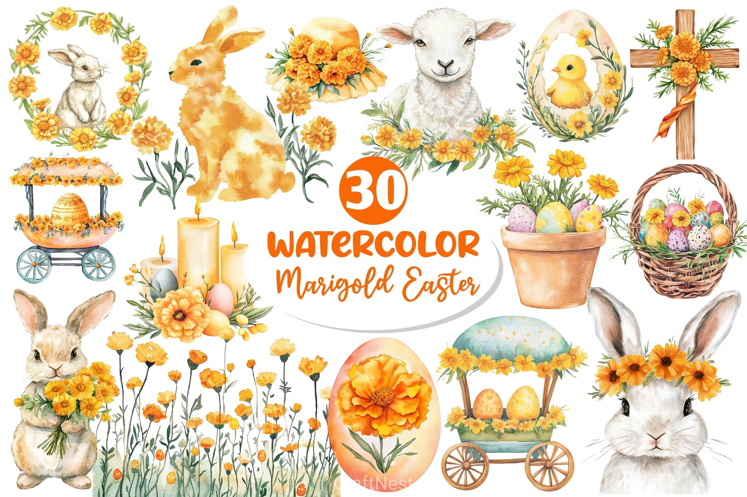 Marigold Easter Clipart Bundle 2