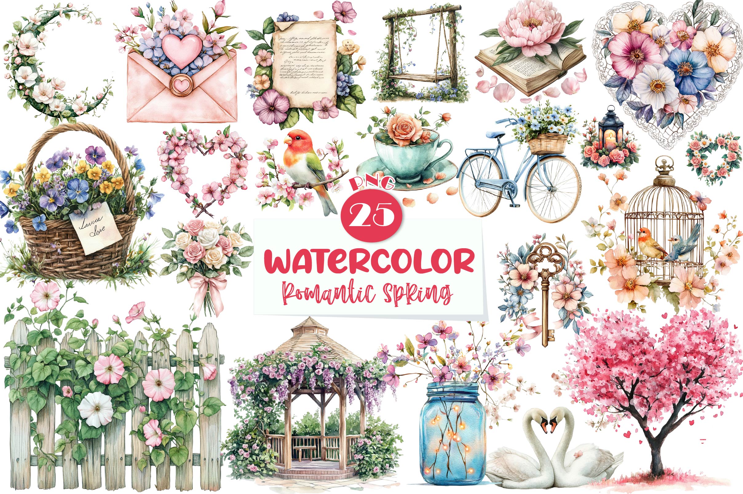 Romantic Spring Clipart Bundle