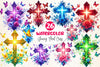 Glowing Floral Cross With Butterflies Clipart Bundle