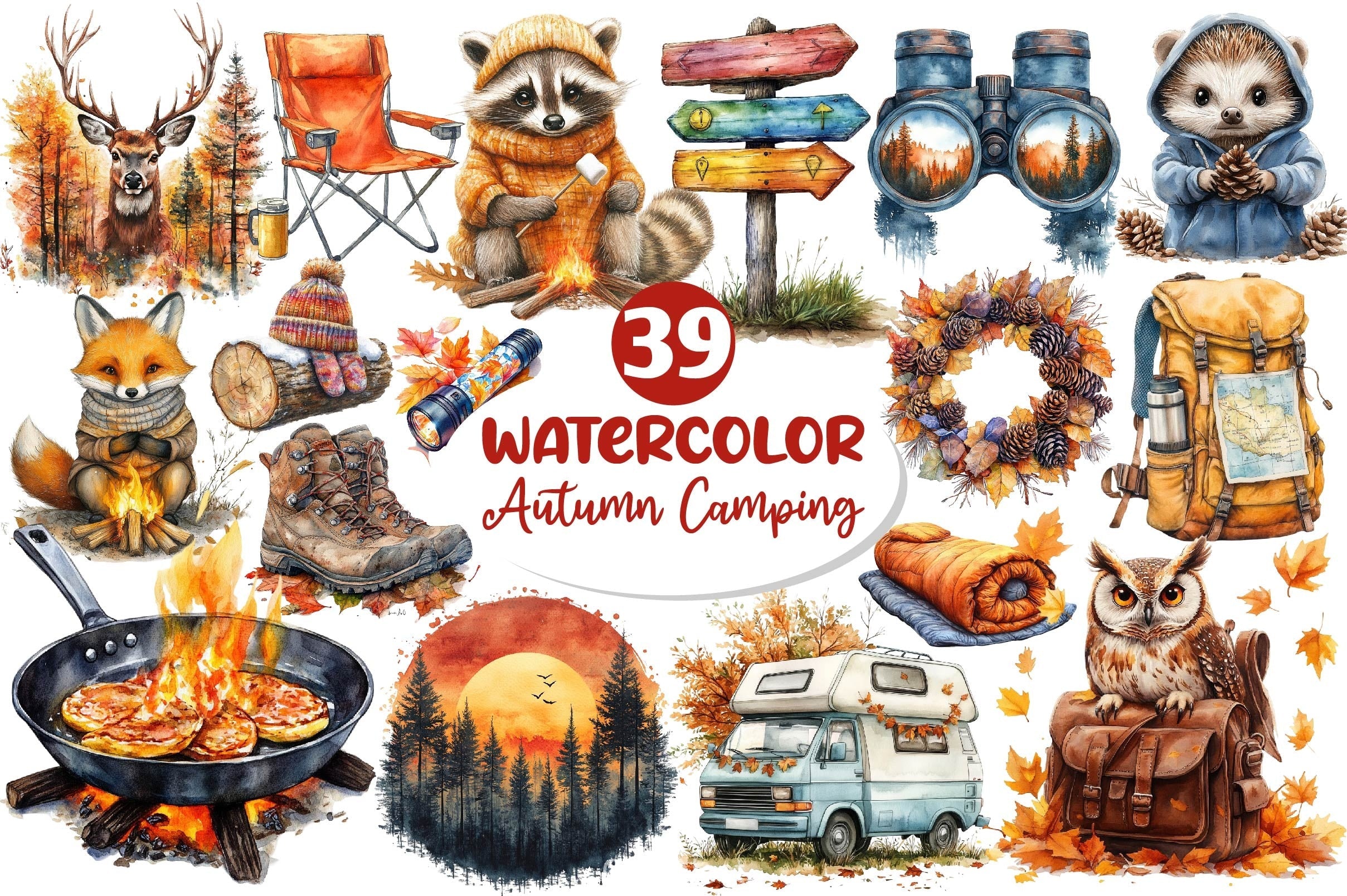 Autumn Camping Trip Clipart Bundle 2