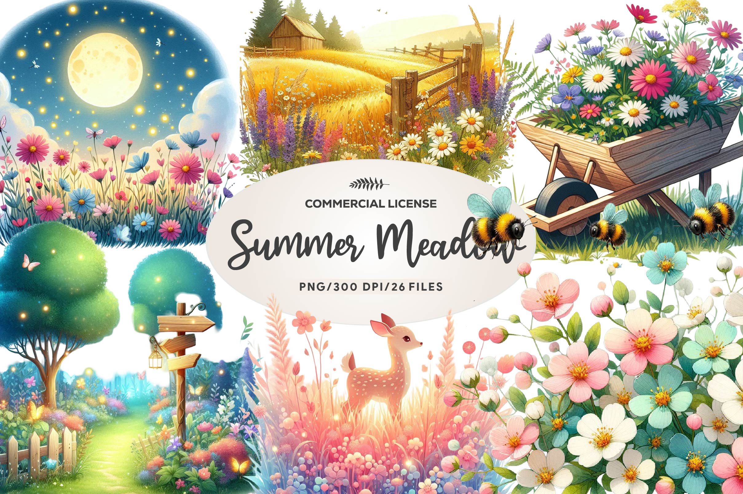 Summer Meadow Clipart Bundle