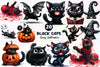 Funny Black Cats Clipart Bundle 1