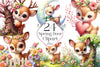 Cute Spring Deer Clipart Bundle