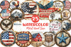 American Rustic Round Metal Wood Sign Clipart Bundle