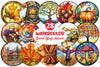 Round Stained Glass Autumn Clipart Bundle
