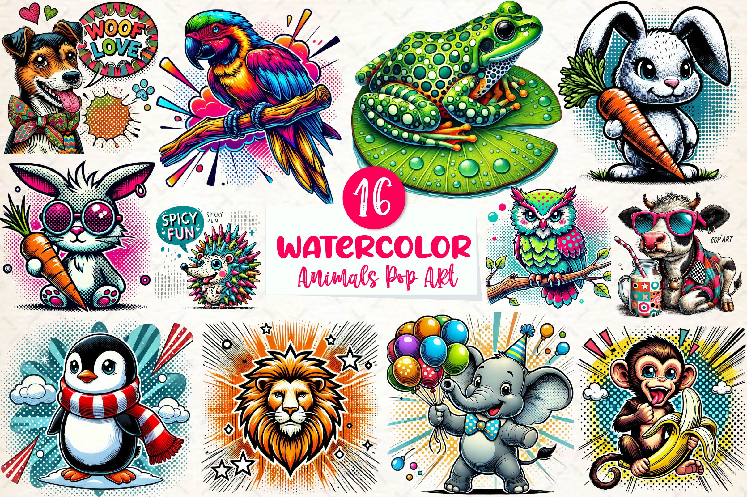 Animals Pop Art Clipart Bundle