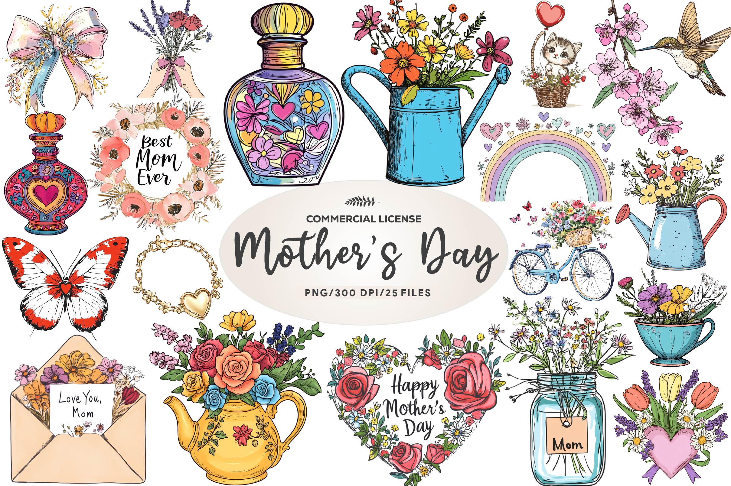 Floral Mothers Day Clipart Bundle 1