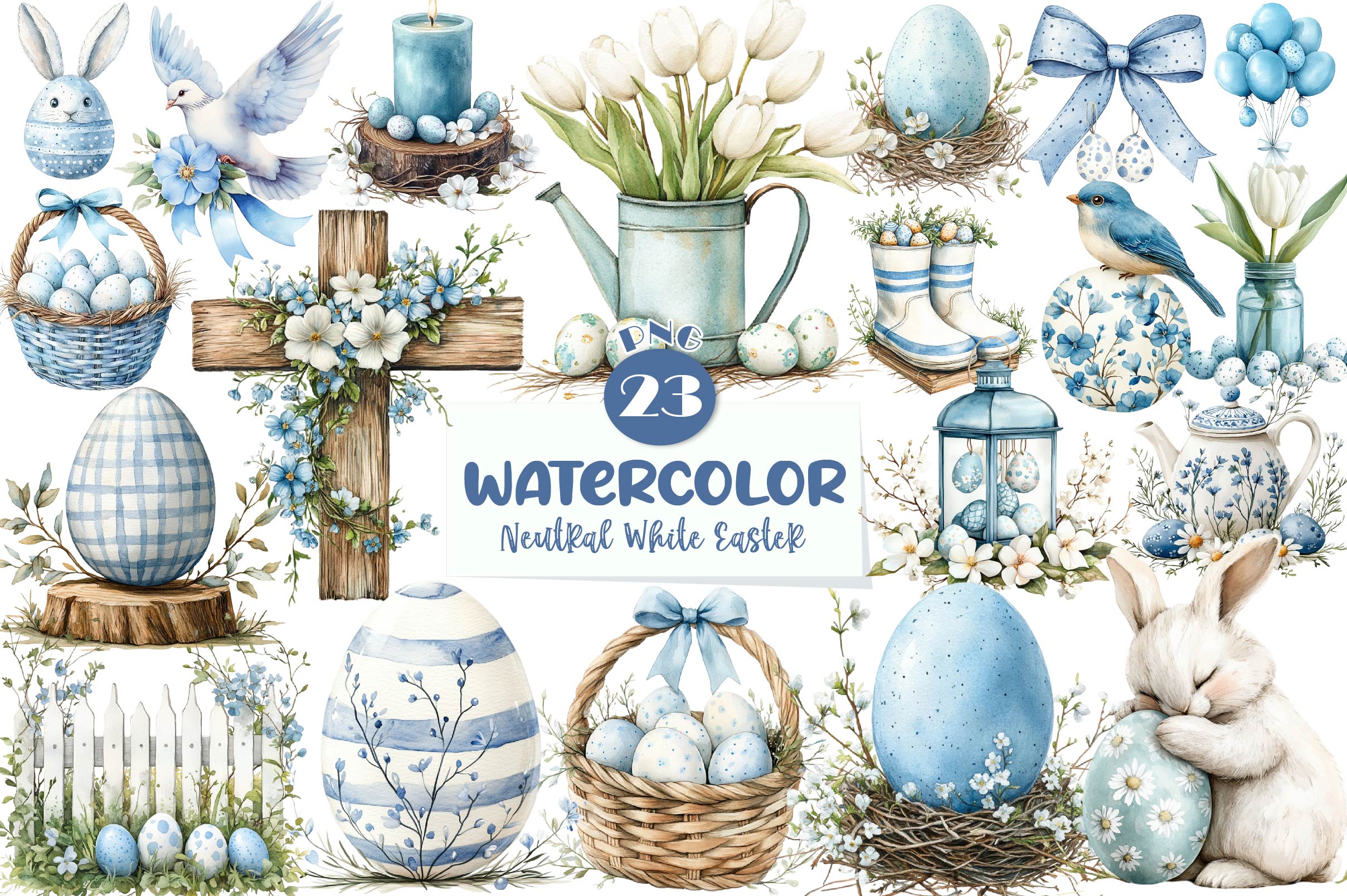 Neutral White Easter Clipart Bundle