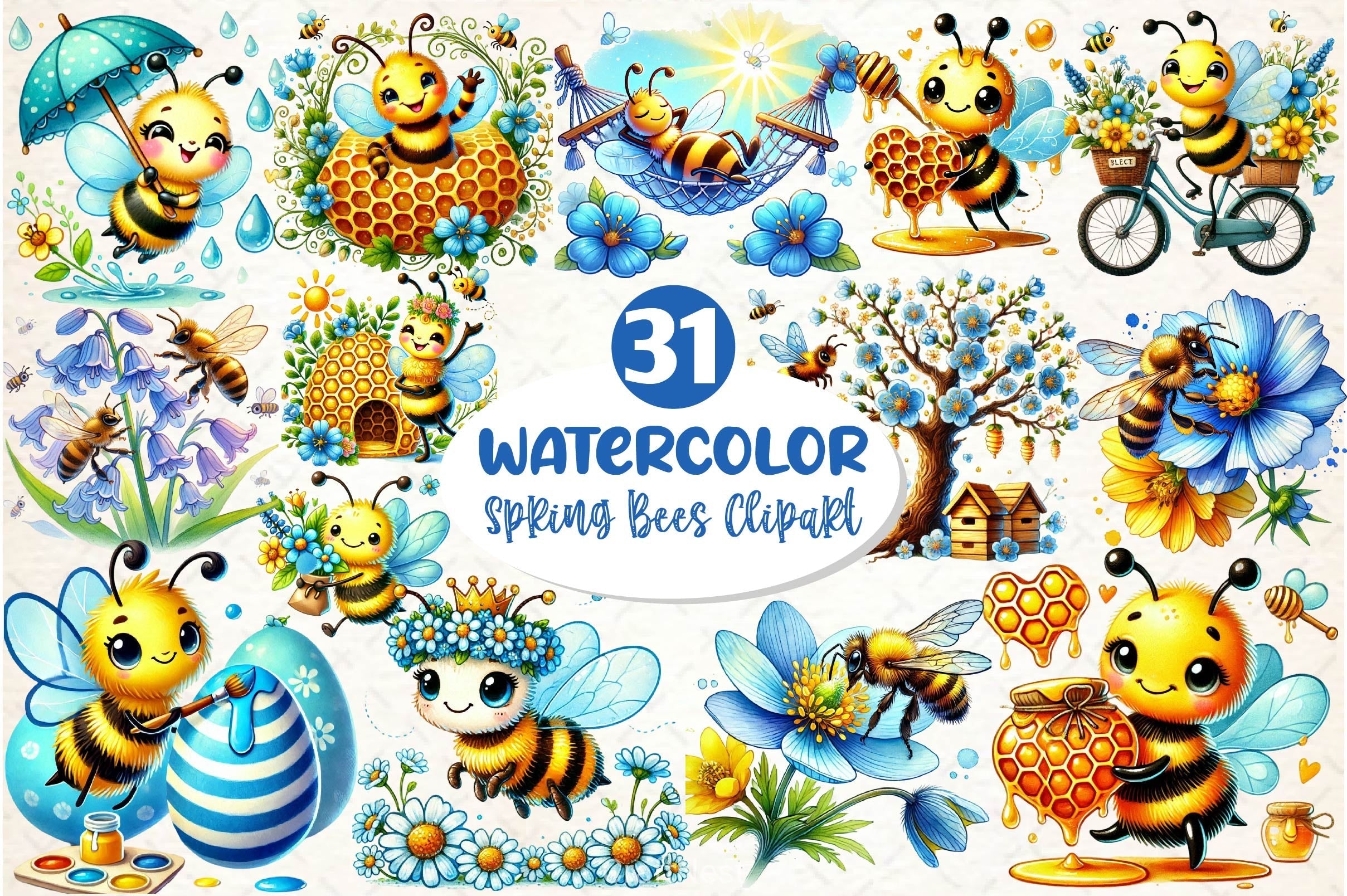 Spring Bees Clipart Bundle 4