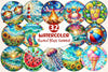 Round Stained Glass Summer Clipart Bundle 6