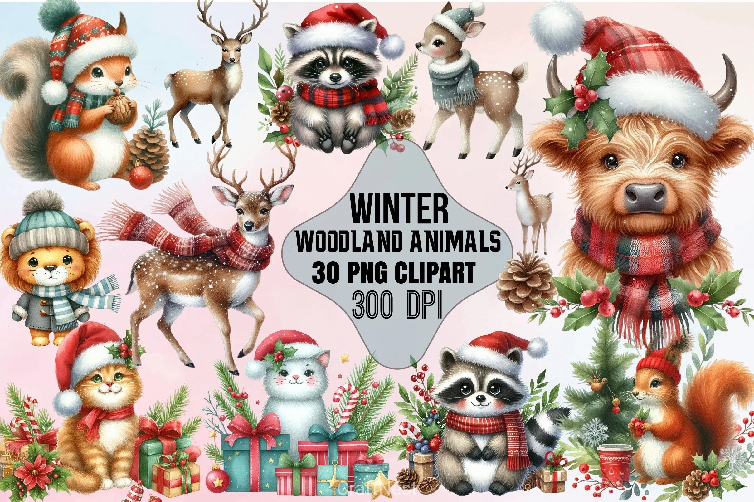 Winter Animal Clipart Bundle - CraftNest - Digital Crafting and Art
