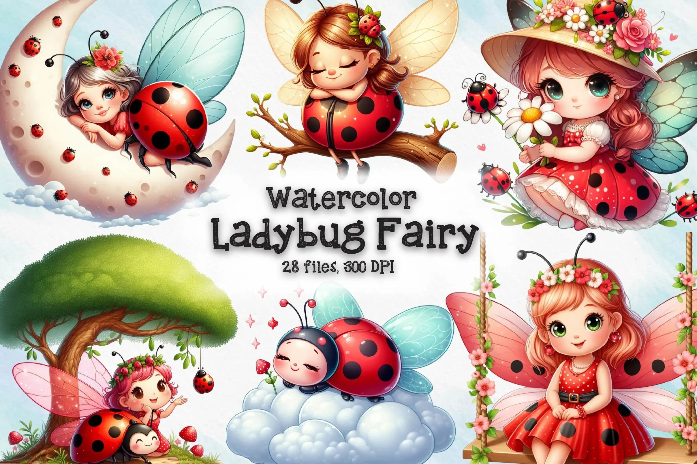 Ladybug Fairy Clipart Bundle - CraftNest - Digital Crafting and Art