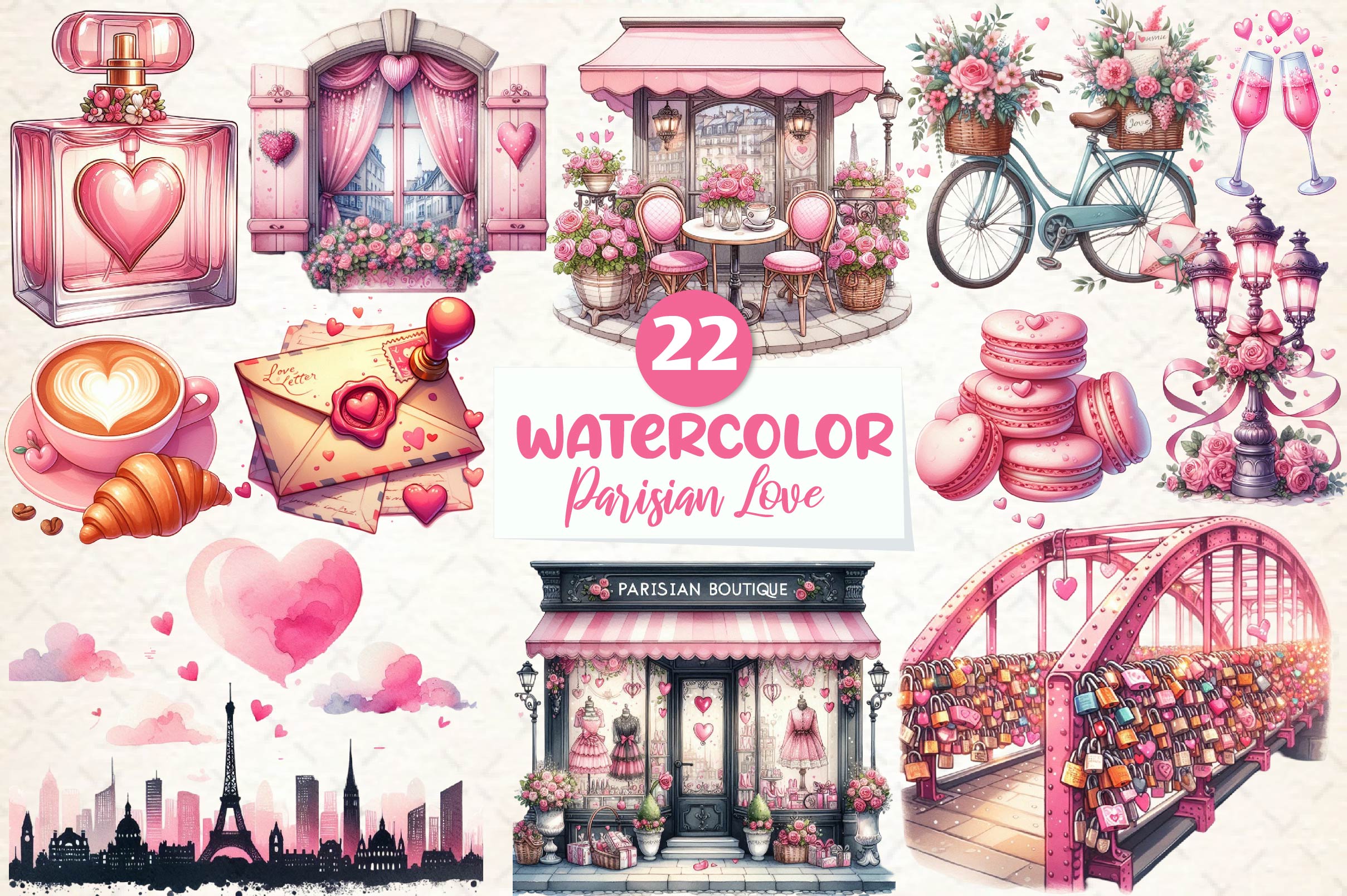 Parisian Love Clipart Bundle