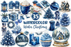 Navy Blue Winter Christmas Clipart Bundle