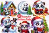Christmas Panda Clipart Bundle