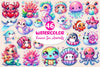 Cute Kawaii Sea Animals Clipart Bundle