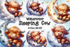 Sleeping Highland Cow Clipart Bundle