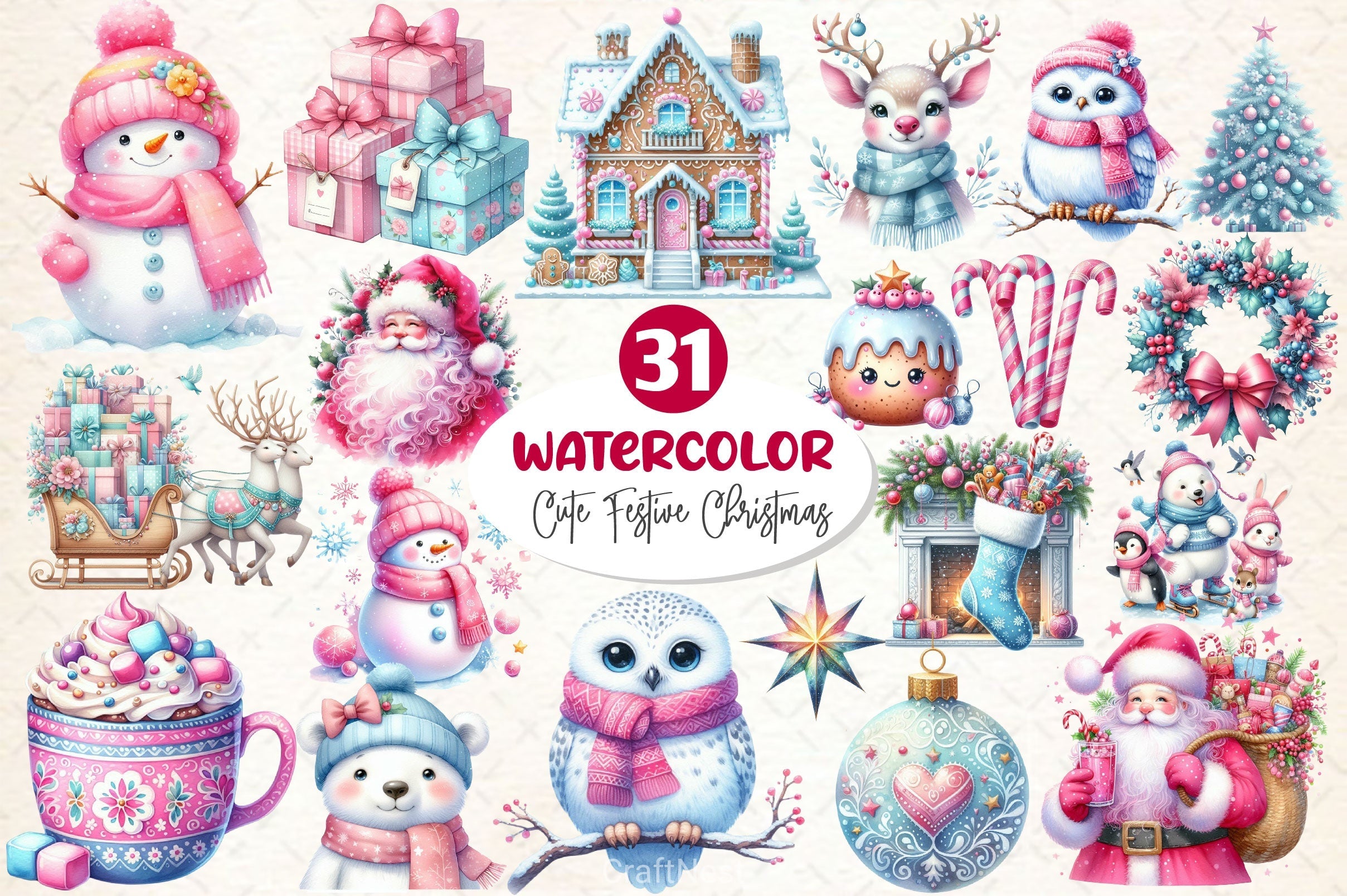 Cute Festive Christmas Clipart Bundle