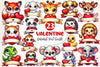 Valentine Animal Red Heart Banner Clipart Bundle
