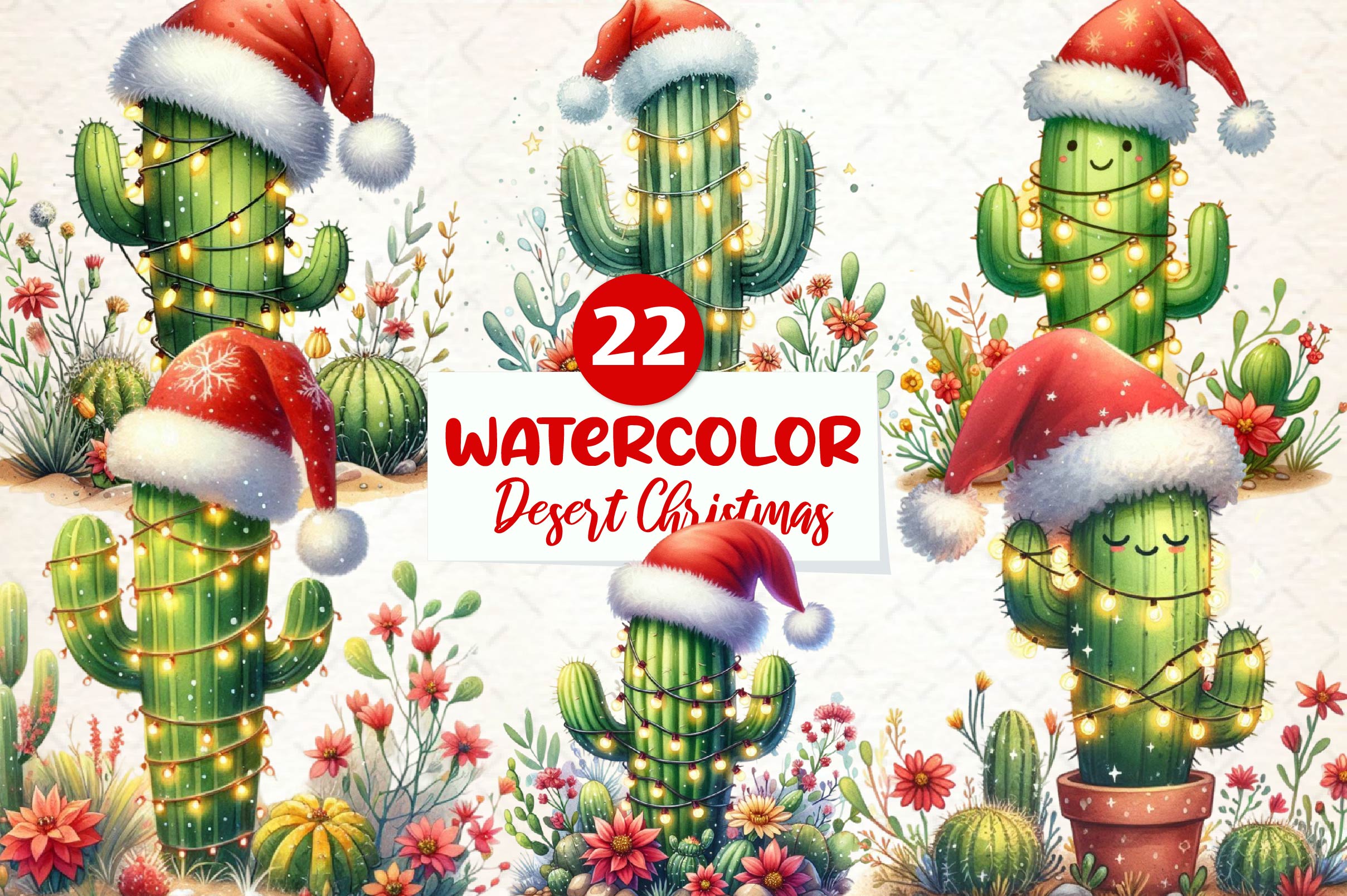 Desert Christmas Scene Clipart Bundle