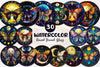 Lunar Moth And Moon Round Stained Glass Clipart Bundle