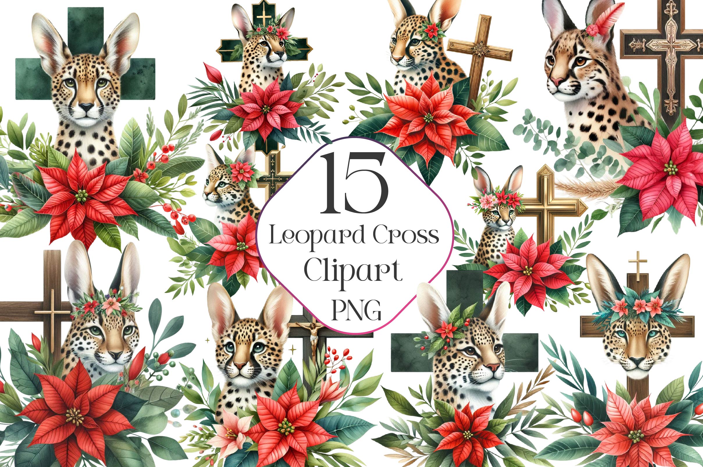 Leopard Cross Clipart Bundle
