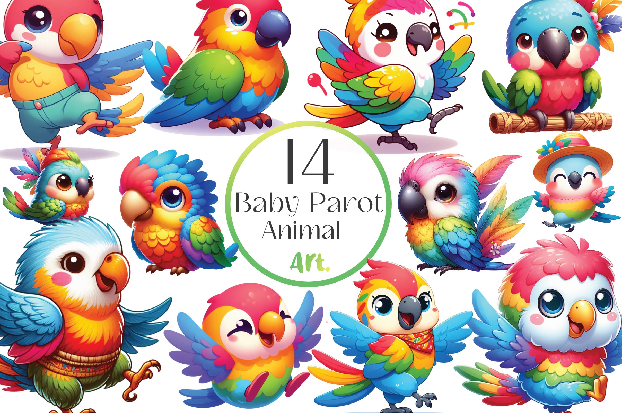 Baby Parot Clipart Bundle