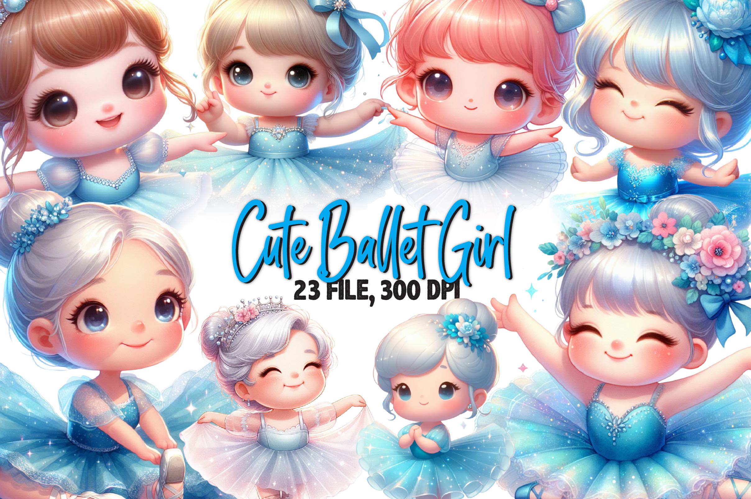 Cute Ballet Girl Clipart Bundle