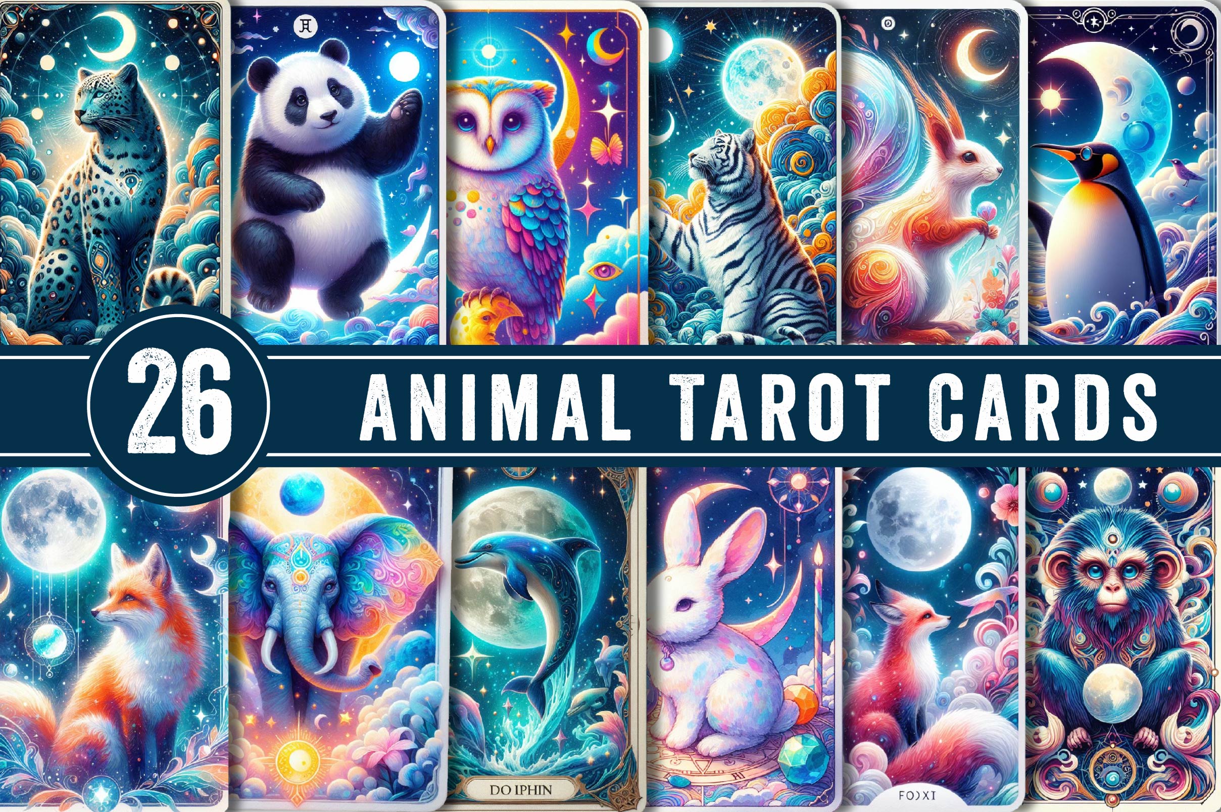 Animal Tarot Cards Clipart Bundle