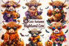 Cute Autumn Highland Cow Clipart Bundle