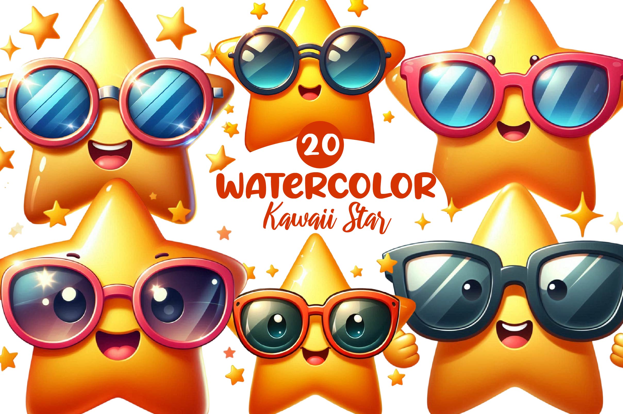 Kawaii Star Clipart Bundle