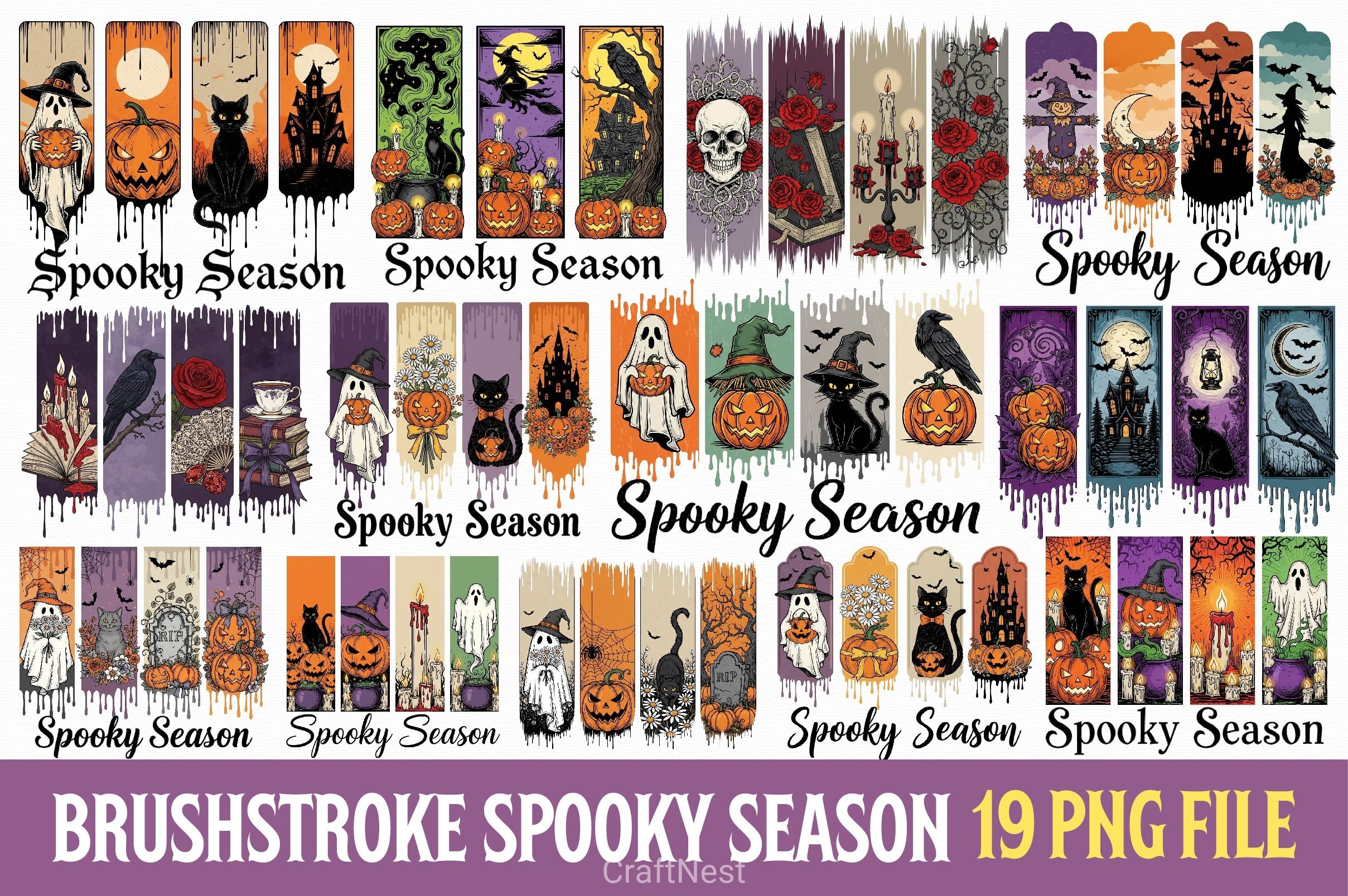 Brushstroke Spooky Season Clipart Bundle