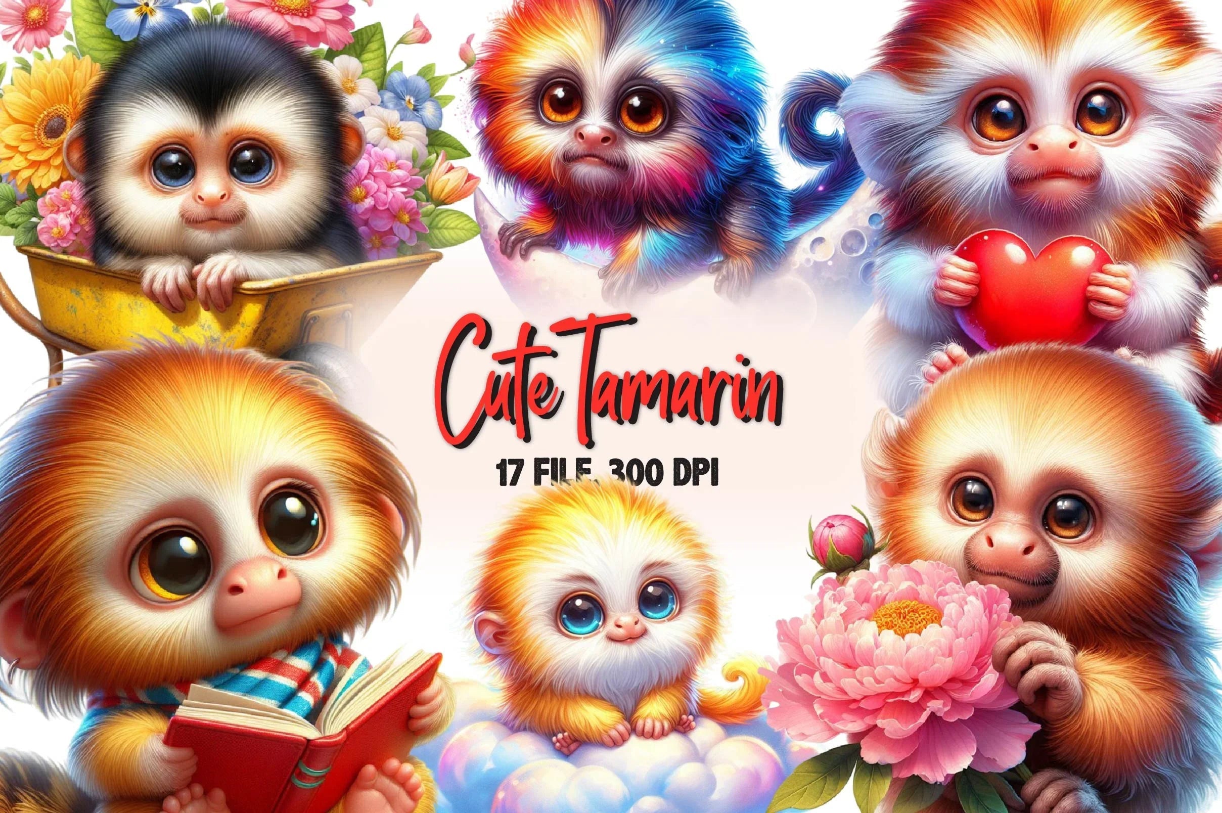 Cute Tamarin Clipart Bundle - CraftNest - Digital Crafting and Art