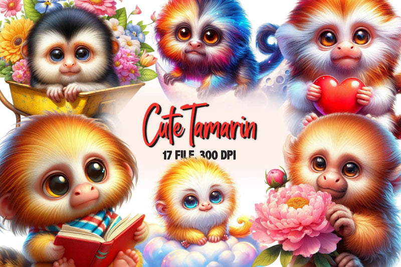 Cute Tamarin Clipart Bundle - CraftNest - Digital Crafting and Art