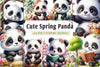 Cute Spring Panda Clipart Bundle 1