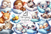 Cute Sleeping Animals Clipart Bundle