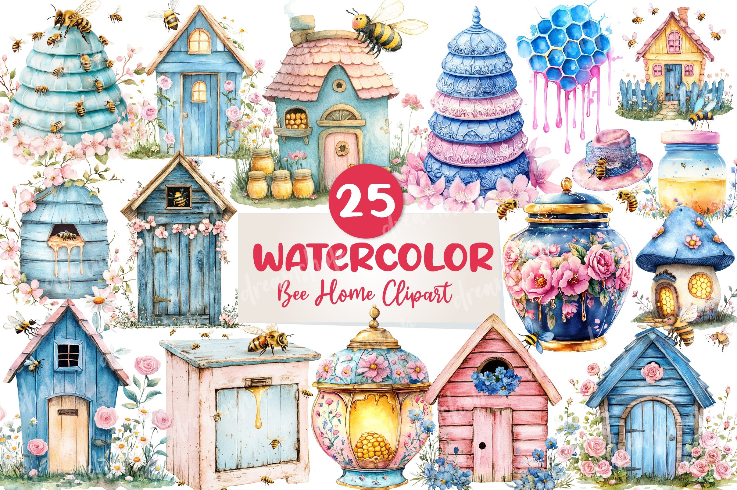Bee Home Clipart Bundle