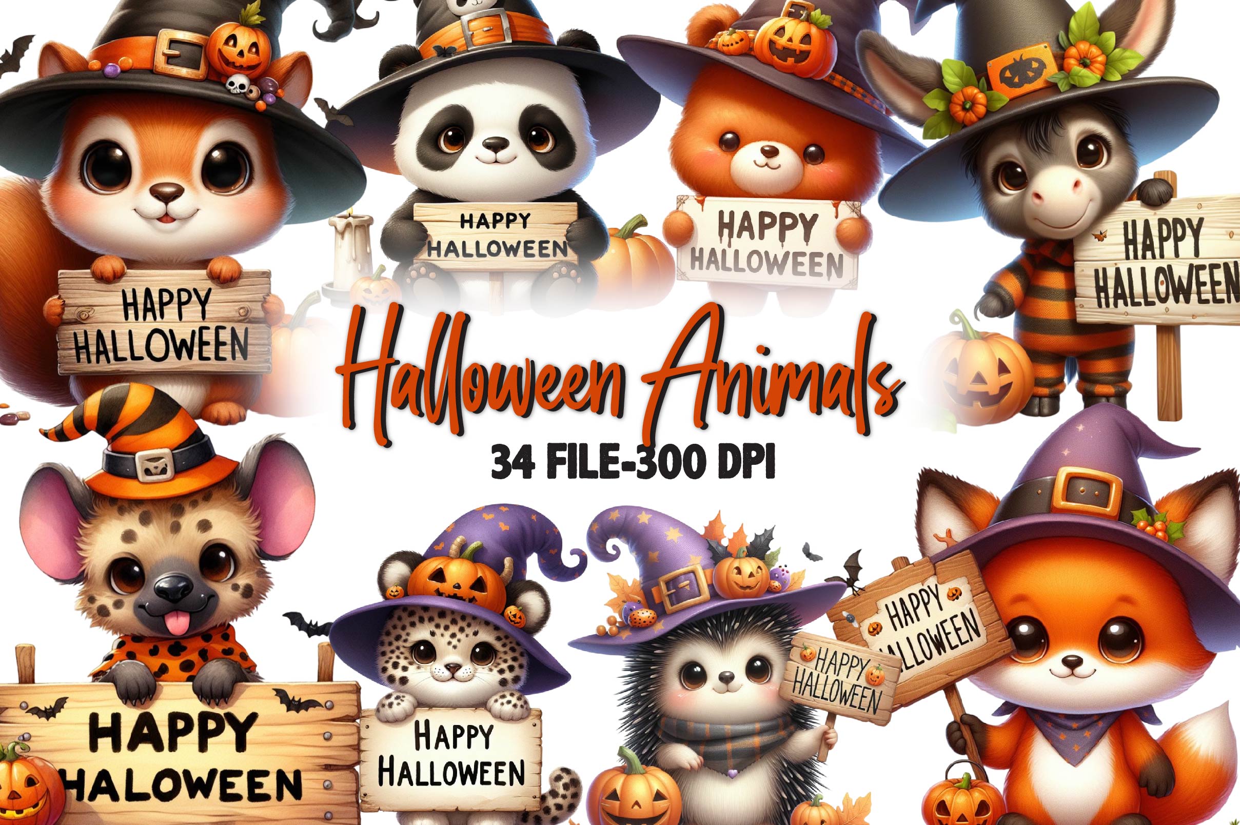 Halloween Animals Clipart Bundle 2