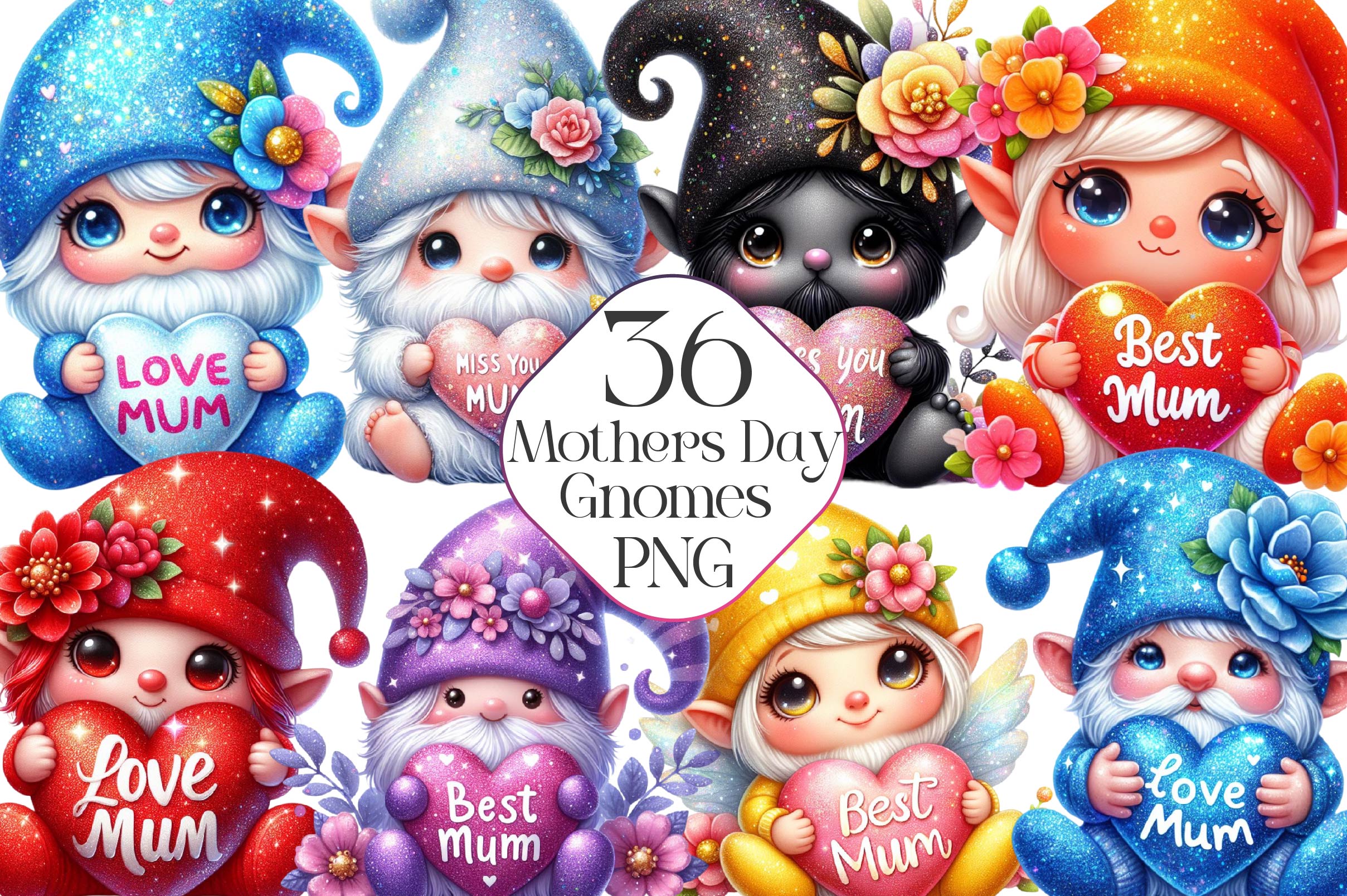 Mother's Day Gnomes Clipart Bundle 1