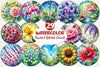 Round Stained Glass Spring Flower Clipart Bundle