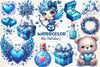 Blue Valentines Day Clipart Bundle