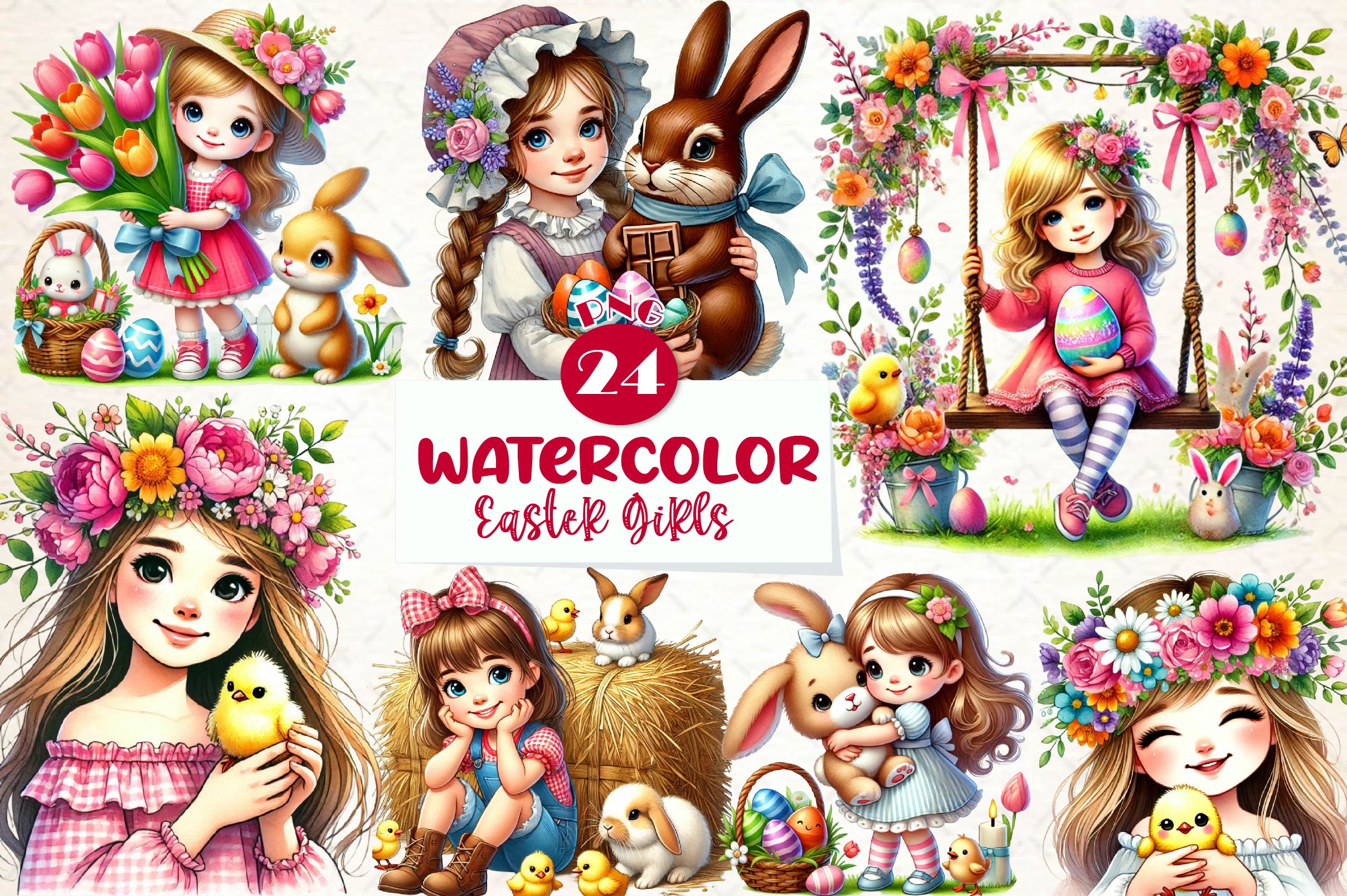Easter Girls Clipart Bundle