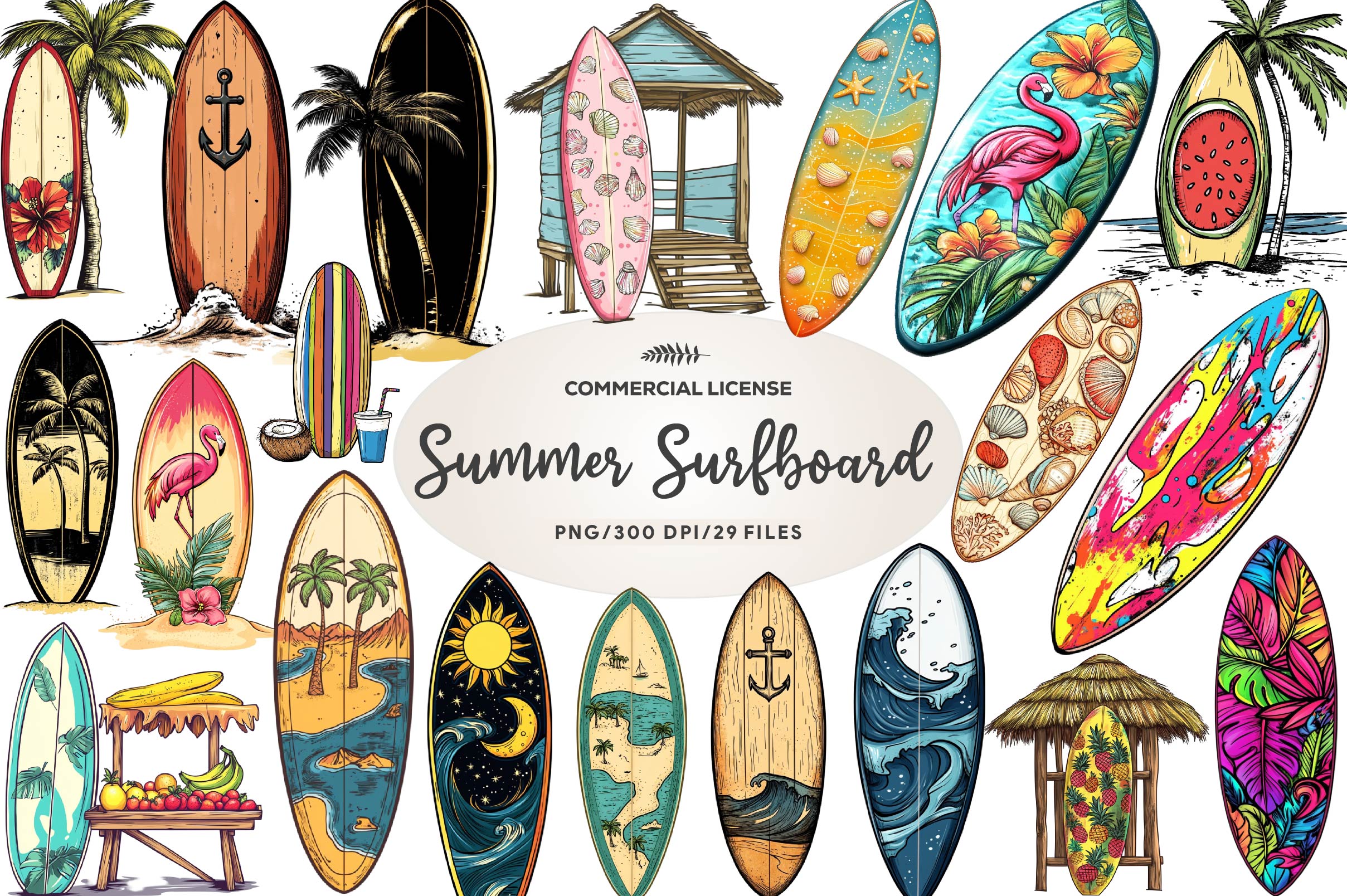 Summer Surfboard Clipart Bundle 1