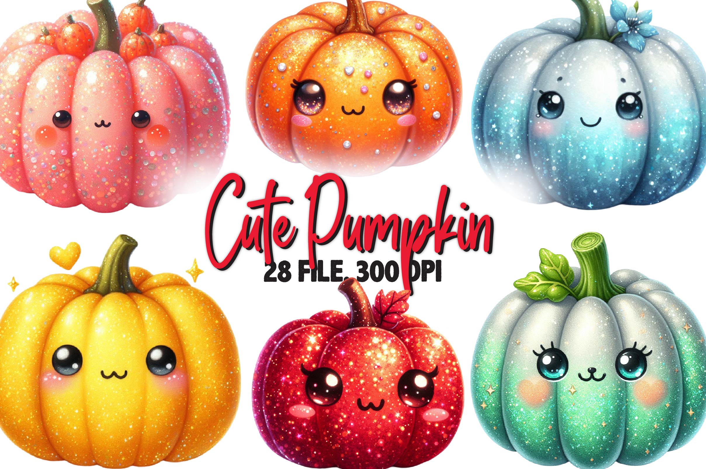 Halloween Cute Pumpkin Clipart Bundle