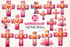 Soft Pink Crosses Clipart Bundle