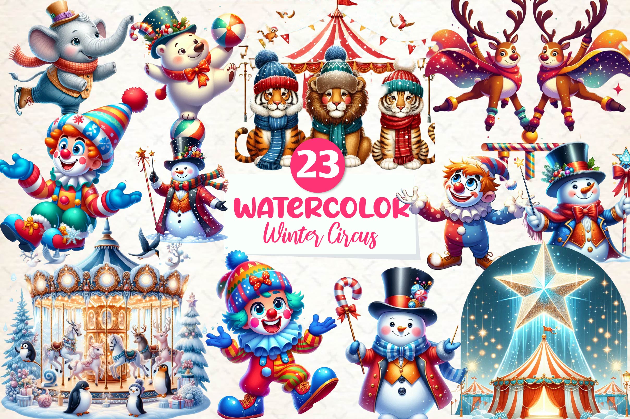 Winter Circus Clipart Bundle
