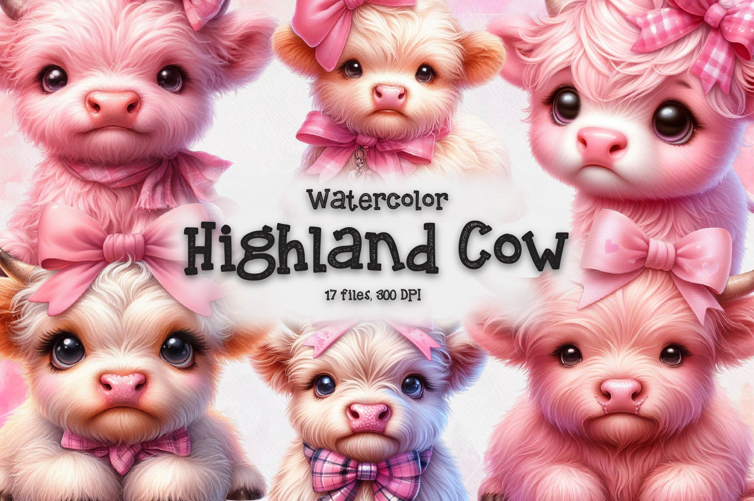 Baby Highland Cow Clipart Bundle
