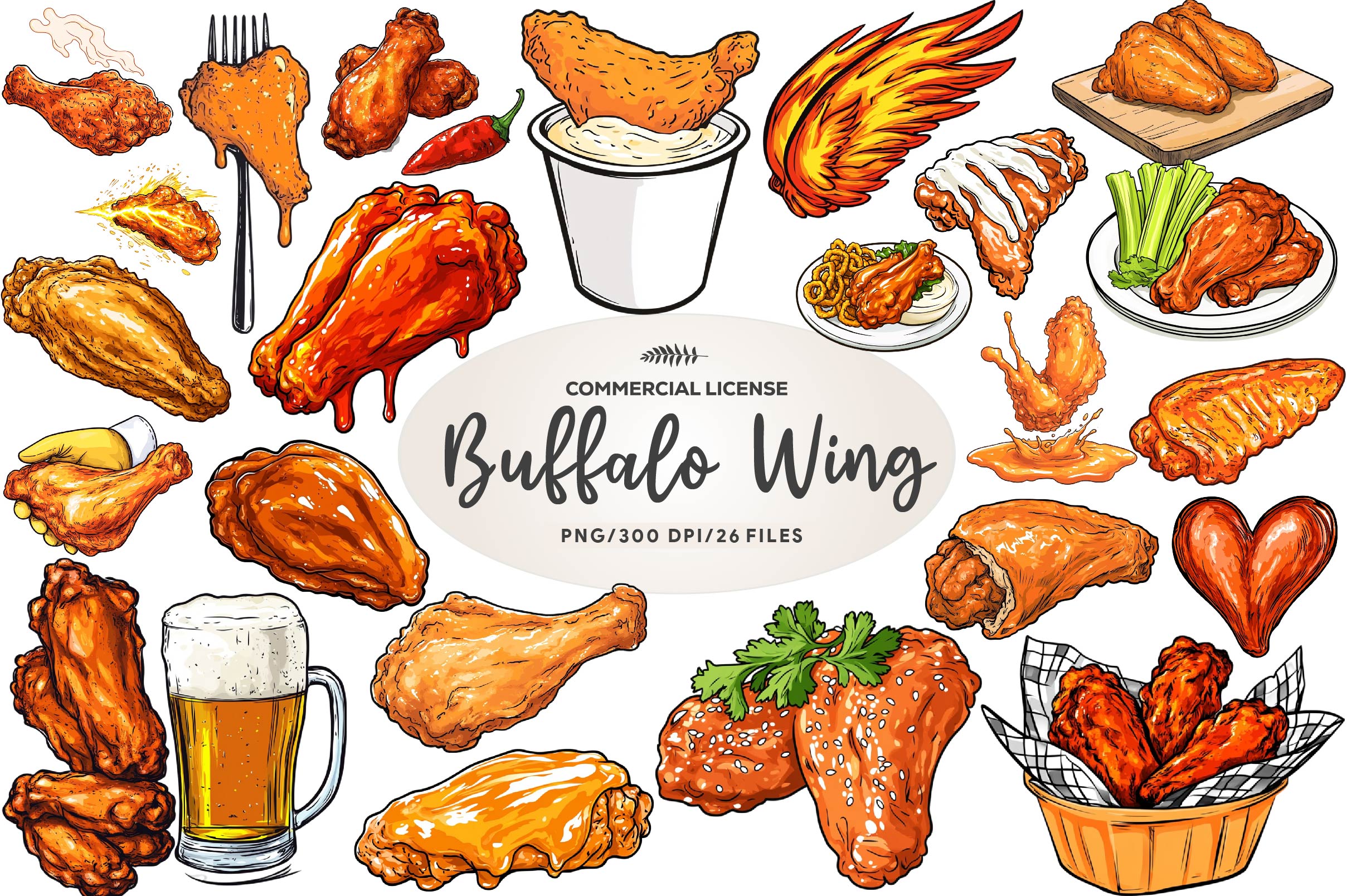 Buffalo Wing Clipart Bundle